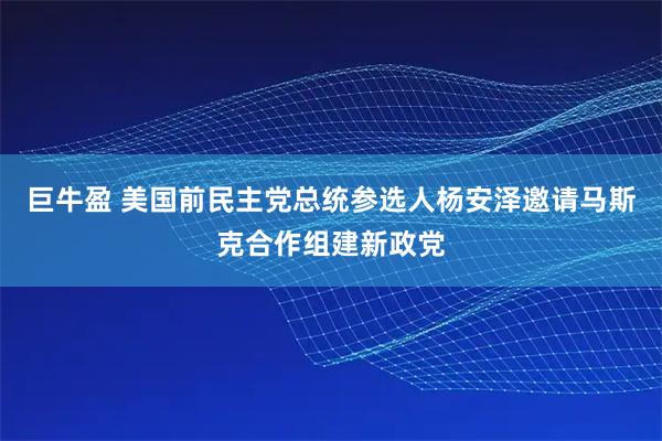巨牛盈 美国前民主党总统参选人杨安泽邀请马斯克合作组建新政党